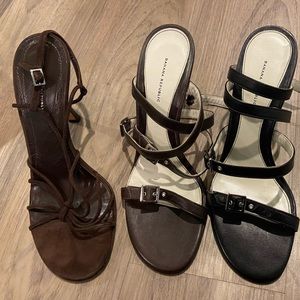 Set of 3 banana republic 4 inch heals! 2 brown 1 black